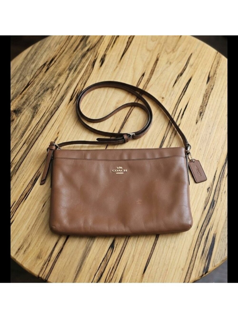 Coach Brown Leather East West Swingpack Crossbody Bag